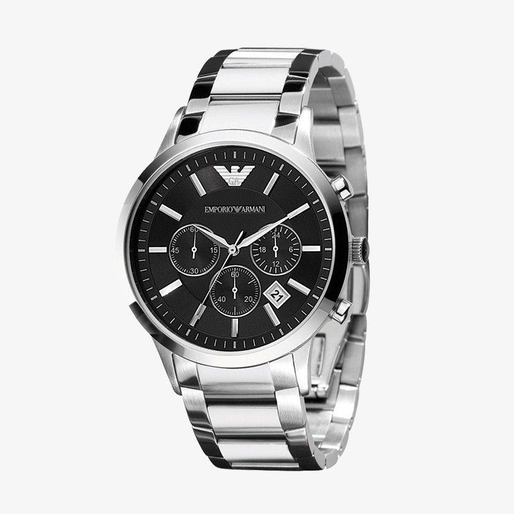 EMPORIO ARMANI Men's Watch Model AR2434 Classic Chronograph Black Dial Steel - Silver